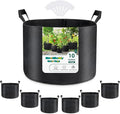 GreatBuddy 10 Gallon Grow Bags 6-Pack, Thick Fabric Pots for Plants, Sturdy Handles & Reinforced Stitching, Labels Included, Black