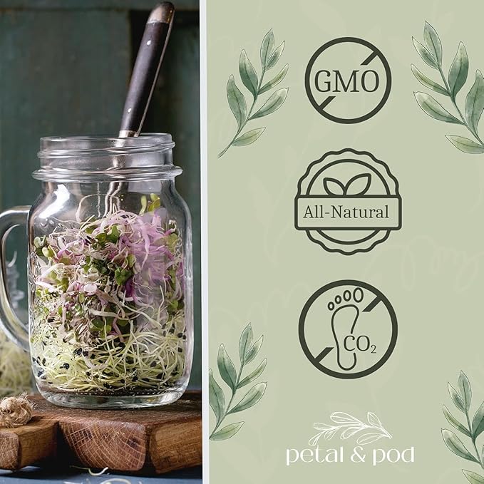 Petal & Pod Microgreens & Sprouting Seeds (12oz) - Radish - Seeds for MicroGreens Growing Kit and Sprouting Jars