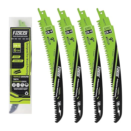 Japanese Teeth Reciprocating Saw Blade 9Inch - Saber Saw Blades Wood Pruning, 4pcs Curved Edge 6TPI for Tree Trimming, Wood/PVC Pipe Cutting