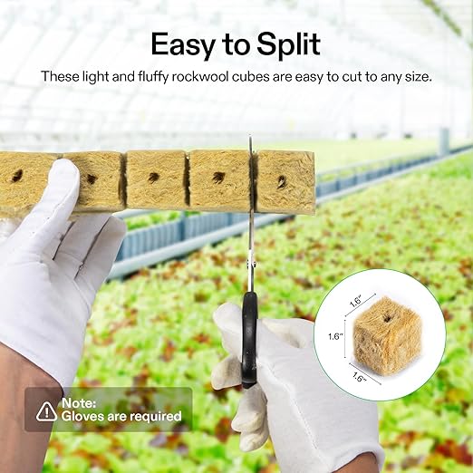 VIVOSUN 1.6 Inch Rockwool Cubes, Grow Cubes for Hydroponics, Cuttings, Cloning, Plant Propagation, Seed Startling, 8 Sheets 224 Plugs (Pack of 2)