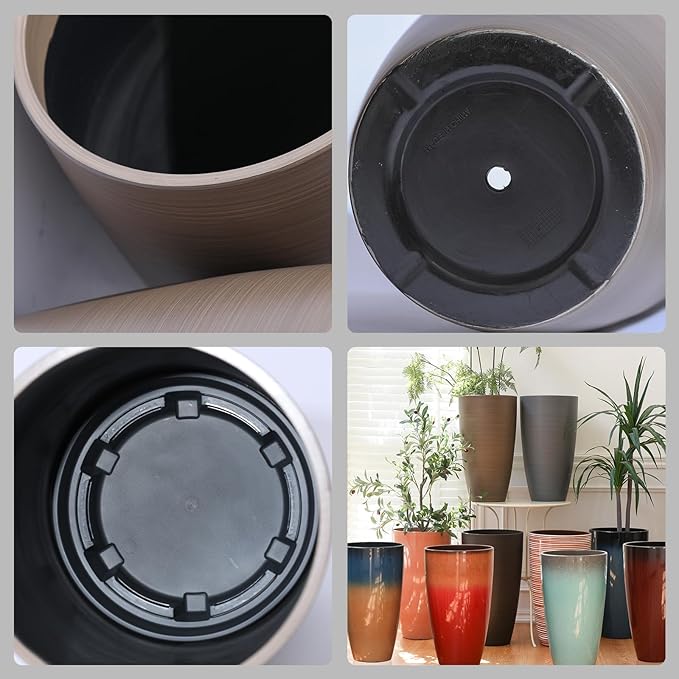 Heavy-Duty Plastic Plant Pots For Outdoor, Wooden Grain Finish Large Indoor Planter For Succulent,Roses,African,Violets,Pothos,Snake Plants,Flowers and Cactus Garden Decorations Planters Gift Choose
