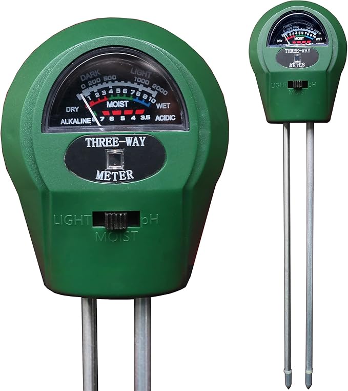 3-in-1 Soil Tester. Soil pH Meter + Moisture Meter +Light Tool for Garden Farm Lawn houseplants Indoor & Outdoor (No Battery Needed) Test Kit for Garde (3 in 1 New)