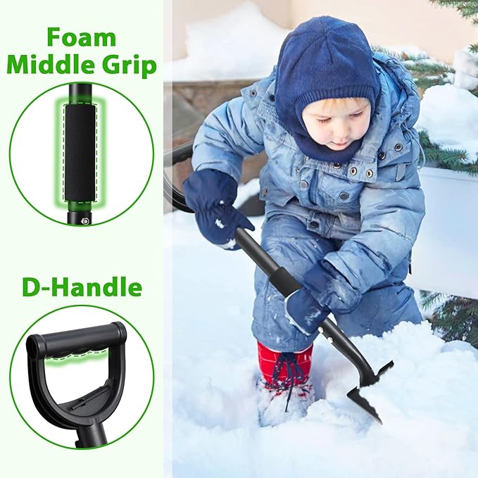 Shovel, Garden Shovels for Transferring, 31” Flat Square Spade Snow Shovel, Small Short Shovels for Car Snow Removal, Digging, Gardening, Trenching, Landscaping, Metal Scoop Shovel with D-Handle Grip