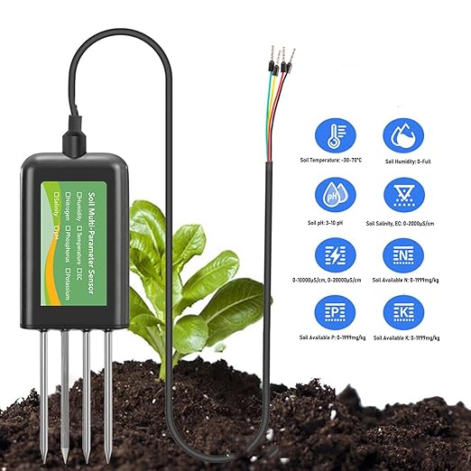 8 in 1 Soil Tester, IP68 Soil Meter for NPK, pH, Light, Temperature, 316L Stainless Steel Probe, Digital Soil Test Kit for Garden, Farm, Lawn, Greenhouse Plants