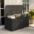110 Gallon Outdoor Storage Box, Waterproof Patio Deck Box with Lockable Lid, Heavy-Duty HDPE Bench for Garden Tools,Cushions (Black, 110 Gallon)