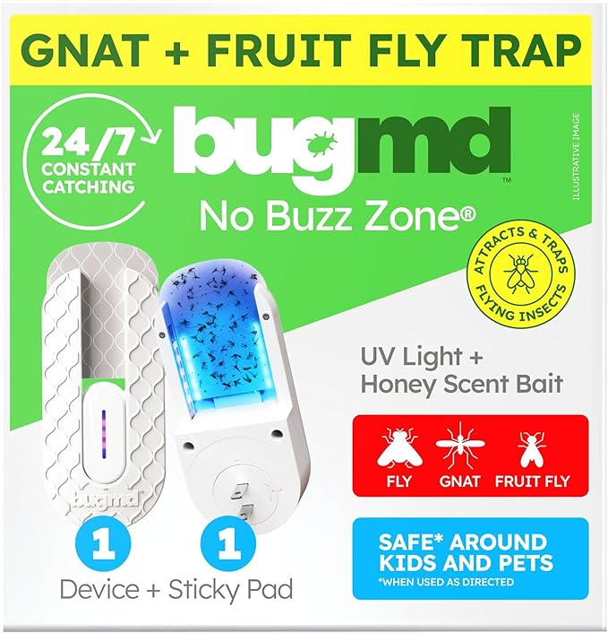 BugMD Fruit Fly Trap Indoor for Safer Home, Gnat Traps for House Indoor, Gnat Killer, Plug in Bug Catcher, Fly Trap, Insect Traps, Fruit Fly Killer