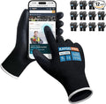 Work Gloves PU Coated for Men and Women, 12 Pairs Safety Work Gloves with Two Fingers Touchscreen, Breathable and Lightweight,Ideal for Light Warehouse, Manufacturing, Gardening, KG11P (XL, Black)