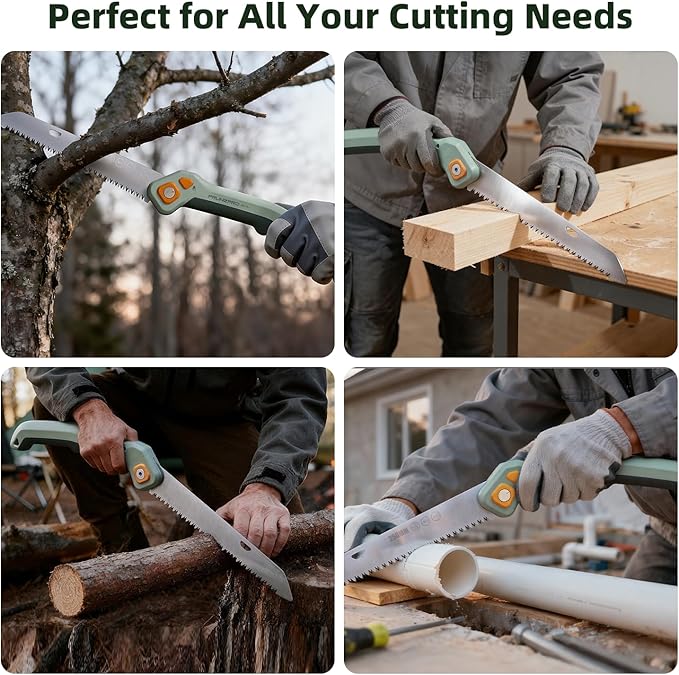 PrunePro Folding Hand Saw SK5 Blade for Tree Trimming Gardening Camping | 3 Adjustable Cutting Angles | Sharp Triple-Cut Blade | Ergonomic Non-Slip Grip | Foldable Pruning Wood Cutting Saw