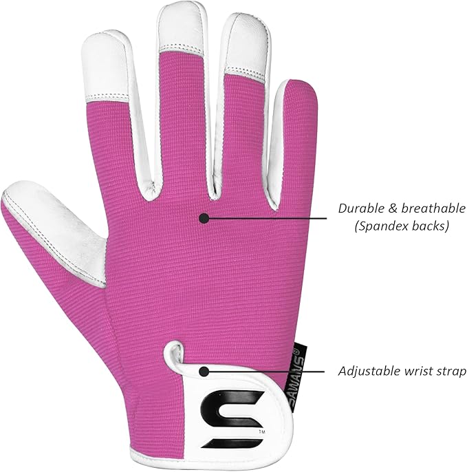 SAWANS Leather Gardening Gloves Ladies and Mens Thorn Proof Garden Gloves for Women Men Gardening Durable Work Gloves