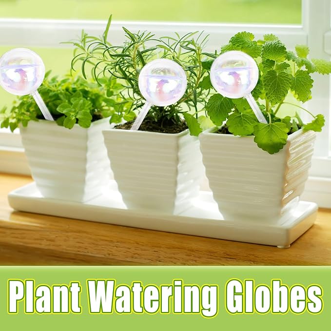 Pynqdfu 2 Pcs Plant Watering Globes,Colorful Rainbow Gradient Glass Watering Devices,Self Watering Planter Insert Plant Accessories for Indoor Outdoor,Home Garden,Flowerpot,Hanging Plants