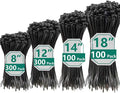 800 PCS Black Zip Ties Assorted Sizes 8+12+14+18 Inch Self-locking Nylon Cable ties Heavy Duty Outdoor, UV Resistant Wire Straps for Home Office Garden Workshop Indoor Outdoor Fence