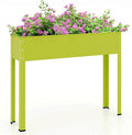 Giantex Raised Garden Bed, Metal Planter Box with Legs, Drain Hole, Outdoor Indoor Elevated Garden Box for Vegetable Flower Herb Fruit, Standing Raised Beds for Backyard Porch Balcony Green