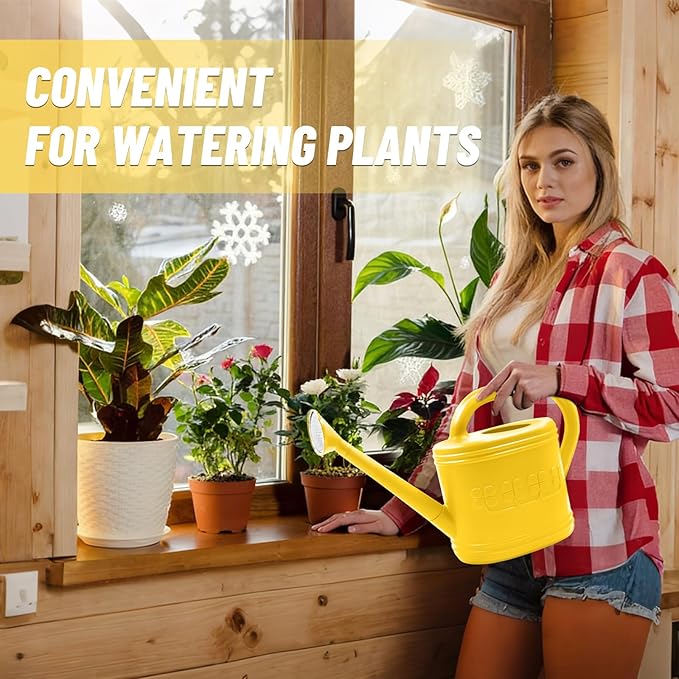 Watering Can for Indoor & Outdoor Plants, Plant Watering Can with Stainless Steel Shower Head, 1 Gallon Plastic Watering Can for Garden, Flowers, Vegetable, Greenhouse