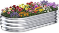 Galvanized Raised Garden Bed Outdoor, 5x2.5x1ft Metal Heavy Duty Planter Boxes for Gardening, Easy Assemble Small Oval Plant Container Kit for Vegetables, Flowers, Fruits, Silver, 1 Pack