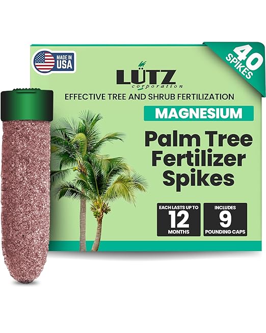 Magnesium Palm Tree Fertilizer Spikes, 40 Pack - Fertilizer Sticks & Plant Food Spikes for Palm Trees & Ferns - Contains 20% Sulfur, Magnesium, Nitrogen, and Essential Nutrients