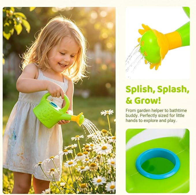 DOITOOL Mini Watering Cans, 2pcs Small Plastic Watering Can Set, Educational Toy Watering Kettle for Kids Bathing, Gardening, Outdoor Play (Random Color)