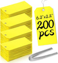 200 Yellow Plastic Hang Tags - 6 1/4 x 3 1/8, Heavy Duty, Write On, Ideal for Equipment, Car Parts, Inventory & Repair