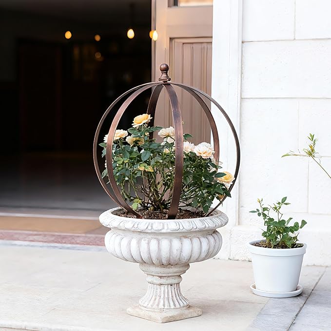 Garden Obelisk Trellis for Climbing Plants – 18"x22" Metal Outdoor Support for Rose Bushes and Tall Vines – Antique Copper Finish – Easy Assembly and Storage – Perfect Garden Decor