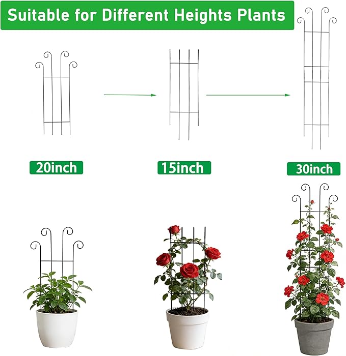 32.6inch Plant Trellis for Climbing Plants Indoors & Outdoor, Garden Trellis for Potted Plants, Rust-Proof Metal Sturdy Yet Gentle Climbing Stakes Support for Ivy Pothos Hoya Monstera (2pcs)