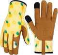 Leather Gardening Gloves for Women Thorn Proof Garden Gloves Touch Screen Working Gloves Gifts,M
