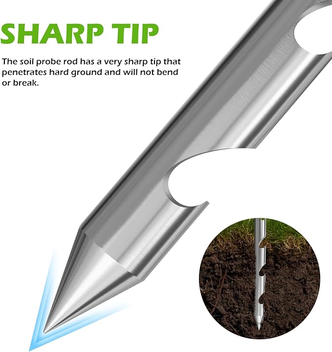 16” Monitor Soil Probe,Soil Sampler and Plant Moisture Meter,T-Handle Soil Sampler Probe Rod No Batteries Required, Root Aerator and Plant Water Monitor