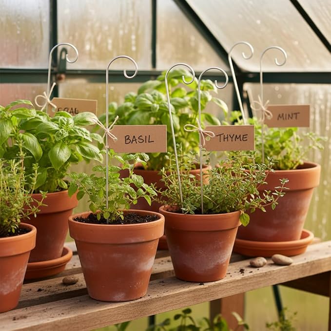 20 Pcs Silver 20cm Plant Label Hooks Garden Markers Stake Holder Plant Label Hanger Plant Sign Stake Rustproof Deformed Garden Plant Sign Hooks Hanging Rods for Flower Planter