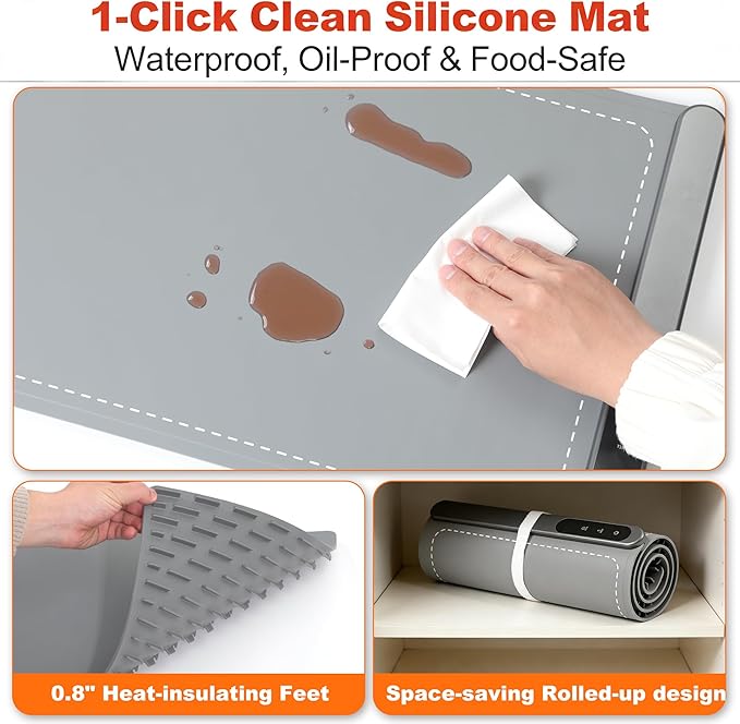 Silicone Food Warming Mat - 42 x 15 Inch Extra Large with Heat-Resistant Mat, 500W Graphene, 6 Temp & 6H Timer, Rollable Electric Heating Mat