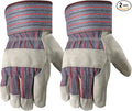 Wells Lamont 2 Pair Pack Men's Leather Work Gloves with Heavy Duty Reinforced Palms, Large (4006N-WNW), Grey