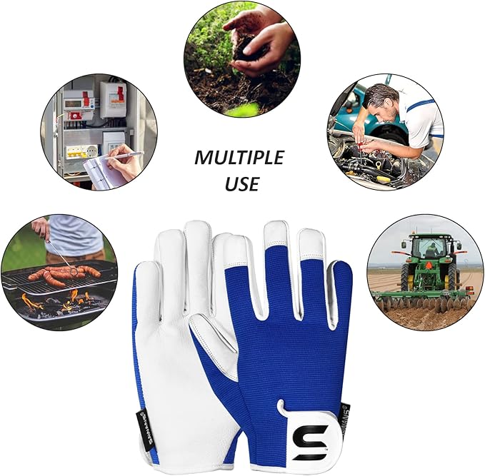 SAWANS Leather Gardening Gloves Ladies and Mens Thorn Proof Garden Gloves for Women Men Gardening Durable Work Gloves