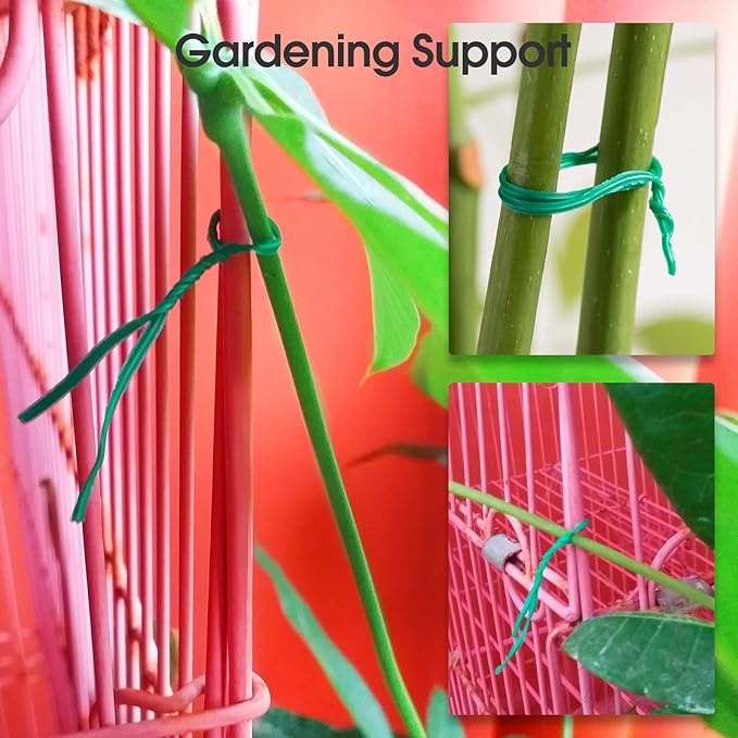 328 Feet (100m) Garden Plant Twist Tie with Cutter Reusable for Plants Growth and Care, Tie Wire Reel for Home and Office Cable Organization, Multifunctional Twist Ties (Green) Rool for Cord & Bag