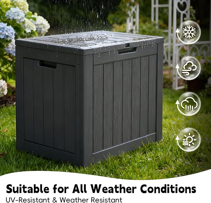 Outdoor Storage Box 22 Gallon, Deck Box Waterproof, Small Storage Bins with lids, Weatherproof Resin Lockable Storage for Secure Package Deliveries & Indoor Storage in Garden or Patio, Yard