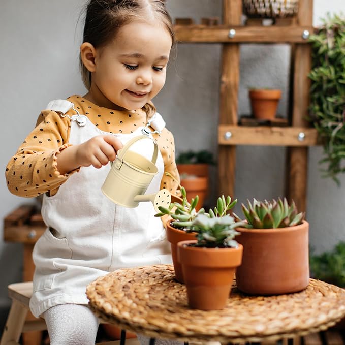 Cabilock 5.9 Inch Kids Tin Watering can Metal Sprinkler Kettle Lightweight for Indoor Outdoor Gardening Easy Grip