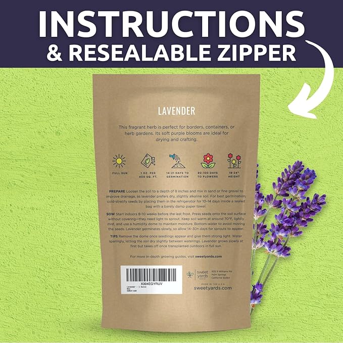 Lavender - Bulk 1 Ounce Pouch - 25,000 Flower Seeds for Planting - Lavandula angustifolia