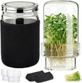 Seed Sprouting Kit 2 Wide Mouth Mason Jars with Stainless Steel Screen Lids & Drip Covers Complete Sprouter Growing Kit for Broccoli, Alfalfa, Mung Beans Home Gardening Gift for Adults & Kids