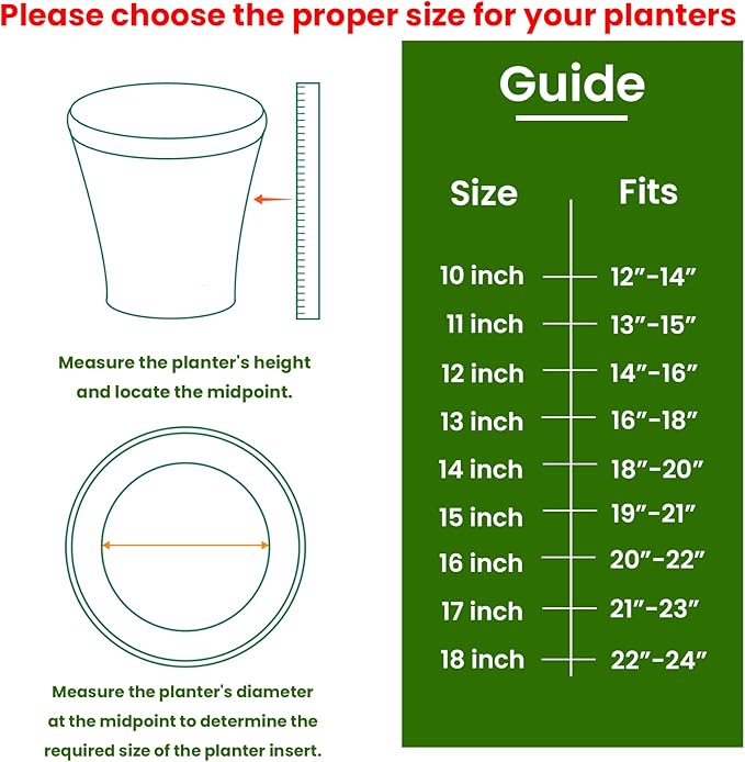 2-Pack Round Planter Insert - Plant Pot Insert with Drainage Holes, Use Less Potting Soil, Planter Accessories for Indoor & Outdoor Use (12 inch)