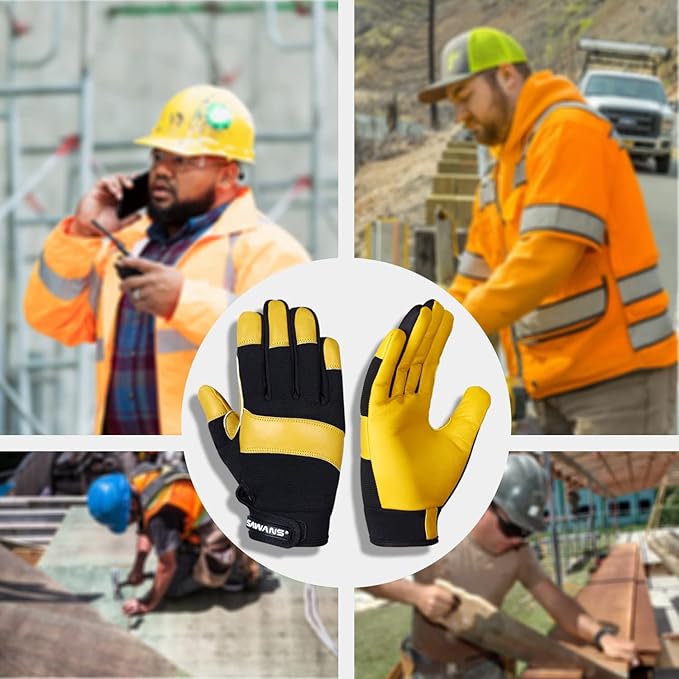 Leather Gardening Gloves Working for Women and Men Utility Dexterity Breathable Garden Work Safety Gloves