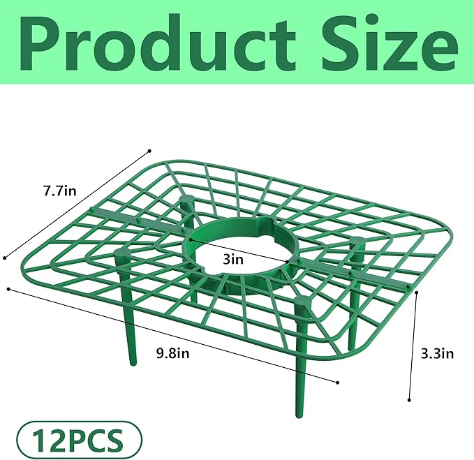 Iceyyyy 12 Packs Square Strawberry Supports-Strawberry Growing Racks- Plant Support Strawberry Stand Holder Growing Frame Keep Berries Clean (Square 12PCS)