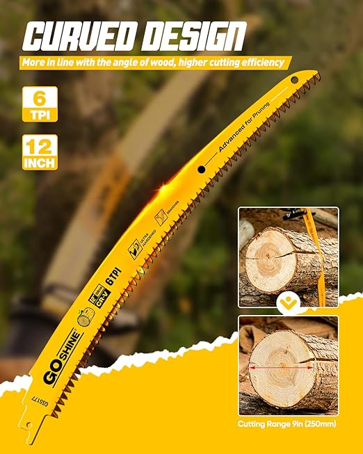5 Pack,12 Inch Wood Pruning Reciprocating Saw Blades,6TPI Arc Pruning Blades for Reciprocating Saw, Japanese Teeth Sawzall Blades for Fast Tree Trimming & Wood Cutting,with Storage Box