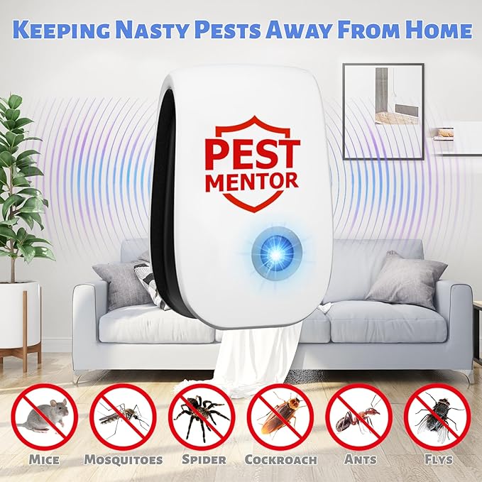 Ultrasonic Pest Repellent 10 Packs,Indoor Pest Control, Electronic Plug in Pest Control for Mosquito, Bugs,Roach, Ant, Rodent, Mouse, Spider Repellent for House, Warehouse
