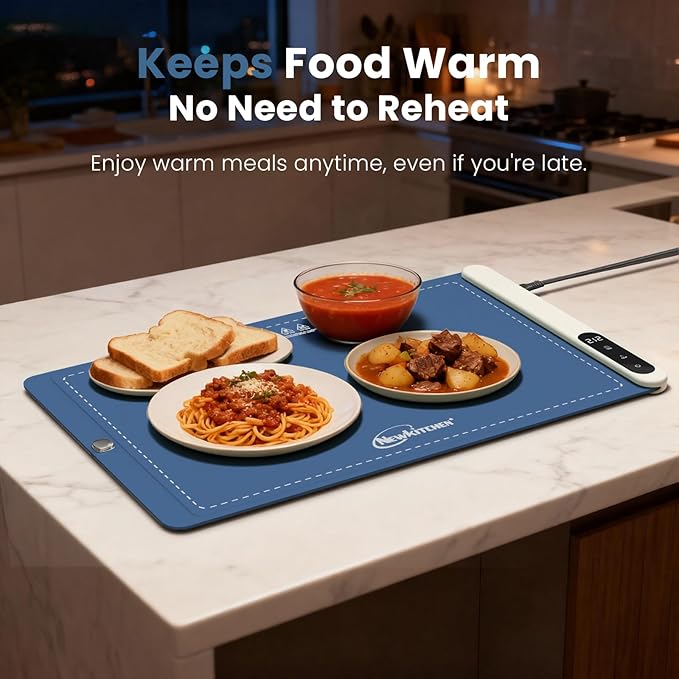 Warming Mat for Food, 24"x15" Food Warming Mat 6 Temperature & Timer Settings Upgrade Graphene Fast Full Surface Heating-Versatile Food Warmer for Gatherings, Parties, Everyday Use-Fruit Frost Blue