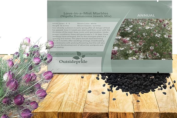 Outsidepride Jewels Marbles Nigella Seeds - 2000 Pcs Annual Flower Seeds for Planting with Vibrant Blooms & Lacy, Fern-Like Foliage, Attractive Cut Flower for Small Garden Spaces & Floral Arrangements