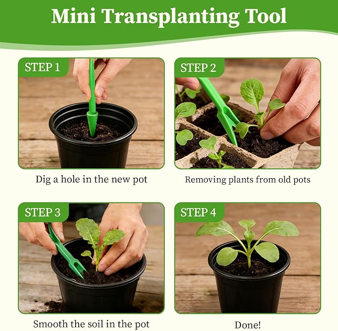 Mini Seed Spreader, 19 Pcs Seed Planter Tool Dispenser for Small Seeds, Hand Seeder Spreader with Plant Labels, Ergonomic Plastic Dibber Garden Tool and Gloves for Lawns