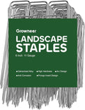 GROWNEER 360 Pack Landscape Staples 6 Inch 11 Gauge Heavy Duty Hot-Dip Galvanized Steel Garden Stakes U-Shaped Weed Barrier Spikes Metal Ground Pins for Lawn and Yard Landscaping