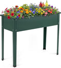 Giantex Metal Raised Garden Bed with Legs, 40”x16”x32” Elevated Planter Box with Drainage Holes for Vegetable Fruit Flower Herb, Outdoor Standing Gardening Box for Balcony Backyard Patio Porch, Green