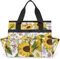 Garden Tote Bag with Pockets Sunflower Gardening Bags for Tools Organizer Heavy Duty Storage Bag with Handle for Lawn Yard Casual