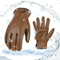 Vgo... 1Pair 0℃/32°F Winter Cow Grain Leather Work Gloves, Cold Weather Waterproof Safety Work Gloves(Size L,Brown,CA9597FLWP)