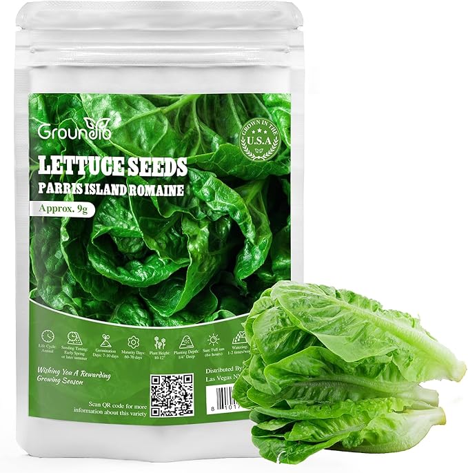 Romaine Lettuce Seeds Parris Island Vegetable Seeds for Indoor Hydroponic & Outdoor Gardens, Non-GMO 7000 Seeds for Planting, High Germination, Grown in USA(Lactuca Sativa)