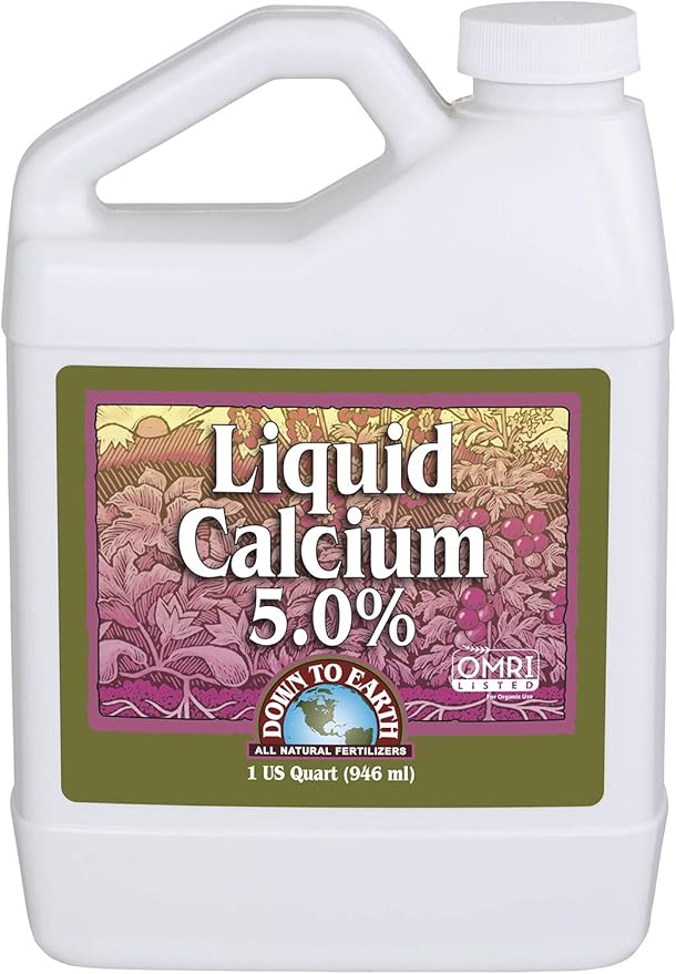 Down To Earth All Natural Fertilizers OMRI Listed Water Soluble Liquid Calcium 5.0% Concentrate - Prevent or Treat Calcium Deficiency in Garden Vegetables, 32 oz