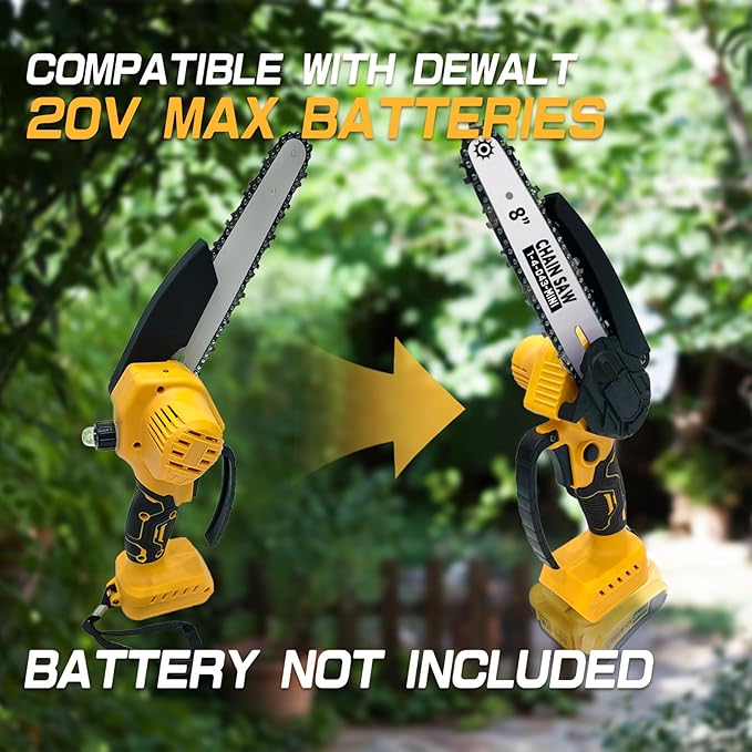 Mini Chainsaw Cordless Compatible for Dewalt Battery 20V MAX, 8 Inch & 6 Inch Cordless Chain Saw, Handheld Electric Power Chain Saw for Wood Cutting, Gifts for Men Dad Husband(Battery Not Include)