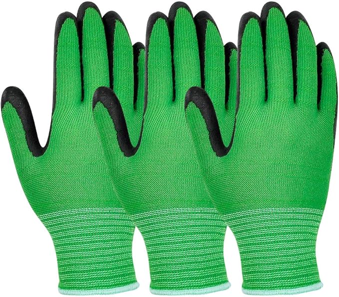 Breathable Bamboo Gardening Work Gloves for Women Youth and Men, Medium, Set of 3